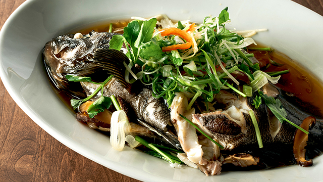 黒そいの広東風姿蒸し