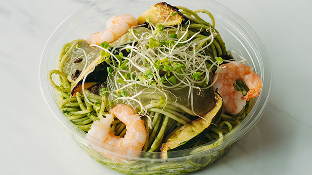 海老とローストズッキーニの冷製ジェノベーゼパスタ