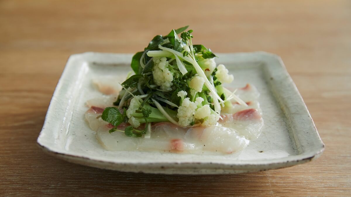 白身魚の薬味のせカルパッチョ