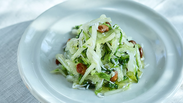 大豆のグワァーグワァー×白菜としらすの和え物