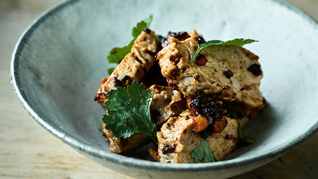 蒸し豚の香味野菜和え