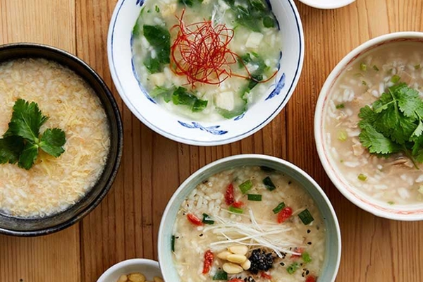 中華粥 貝柱と青梗菜1